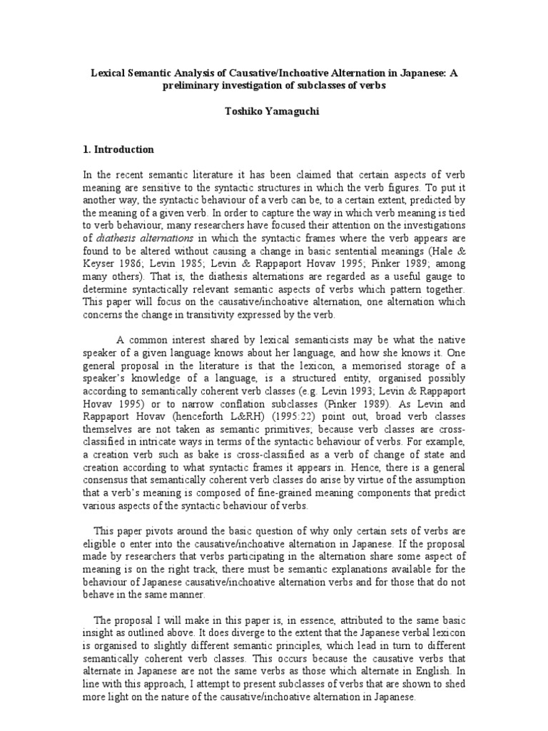 Japanese Verb Alternation Analysis | PDF | Lexical Semantics | Grammar