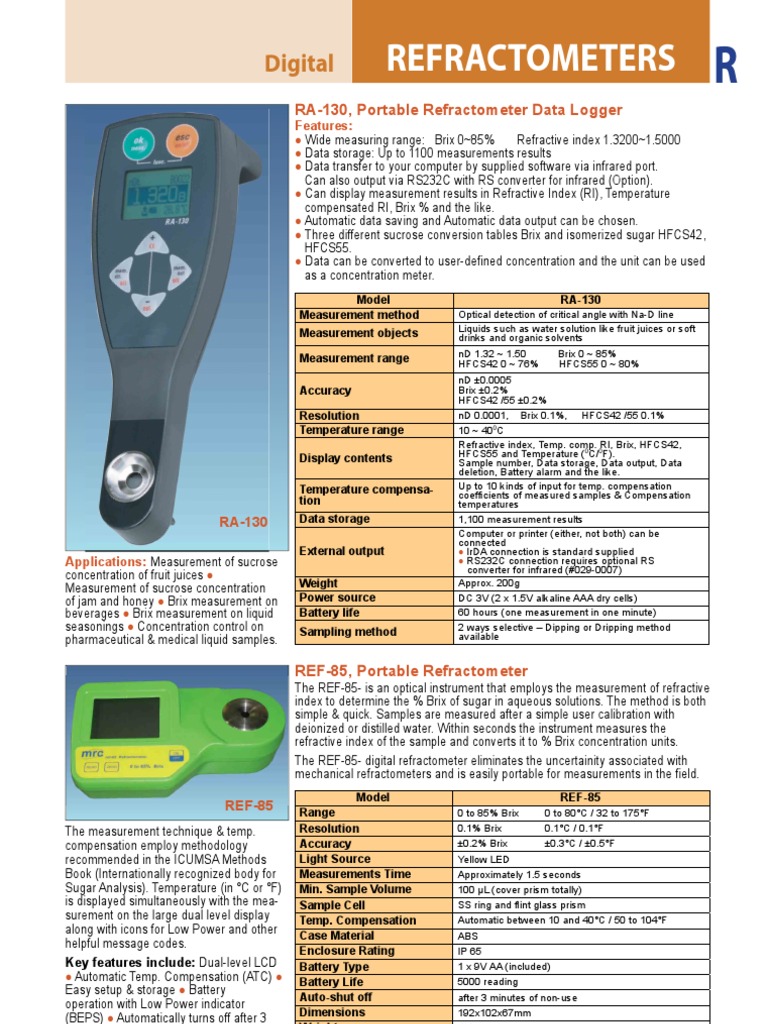 Refractometers Catalog Salinity Chemistry