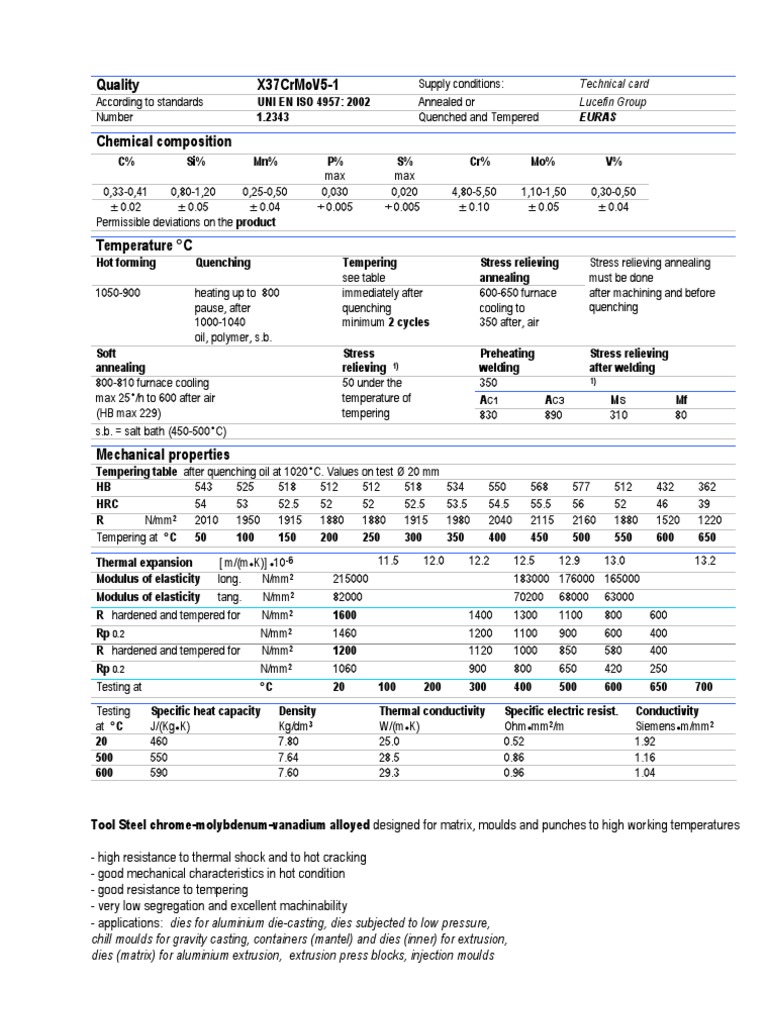 Material 1.2379 - X153CrMoV12 | PDF | Annealing (Metallurgy) | Extrusion