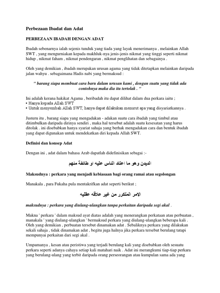 Perbezaan Ibadat Dan Adat Pdf