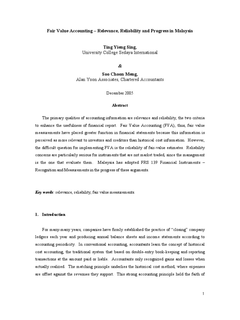 Fair Value Accounting | PDF