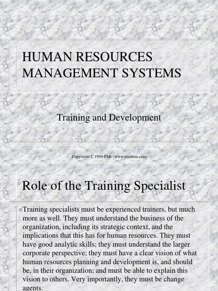 Human Resources Management Systems: Training and Development | PDF