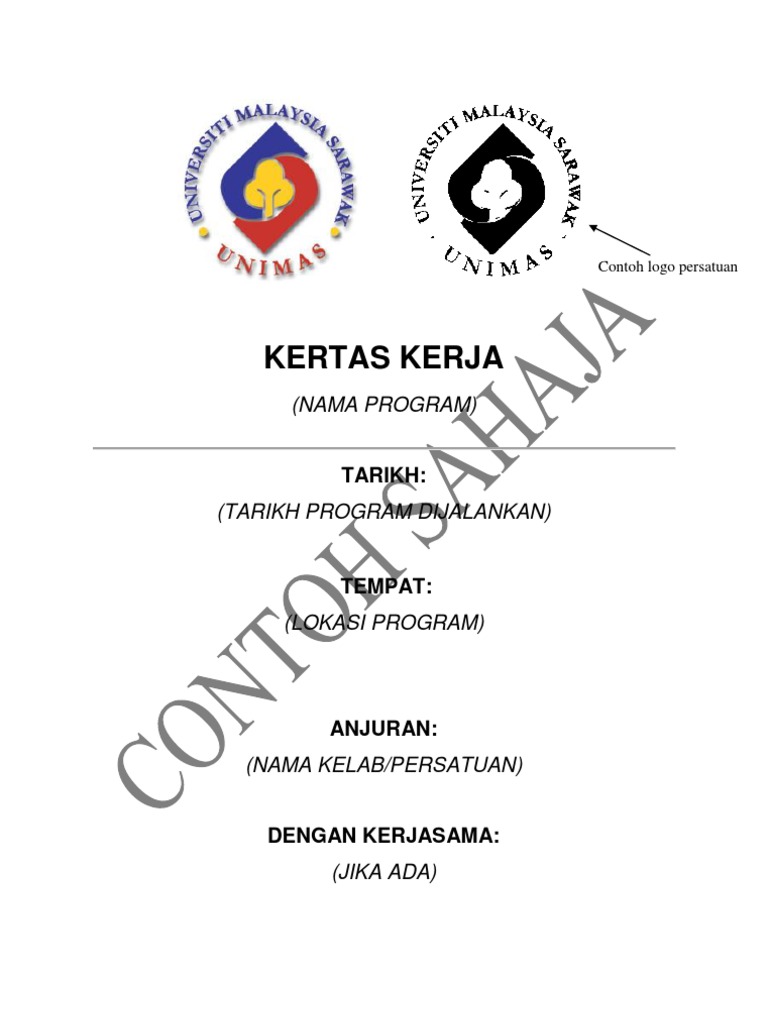 Contoh Kertas Kerja Kegiatan Pelajar UNIMAS