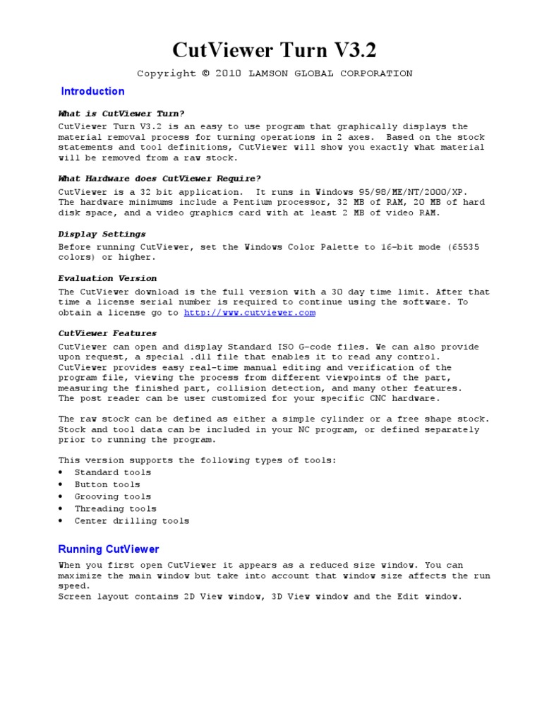 Cutviewer Turn User Guide V3 | PDF | Numerical Control | Subroutine