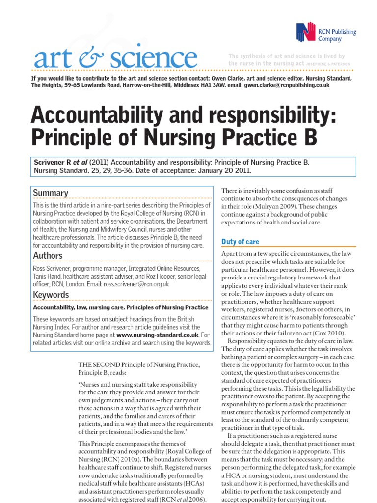 Nursing Standard Principles Nursing Health Care