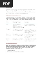 Future: Forms: 1. Basic Meanings of The Forms