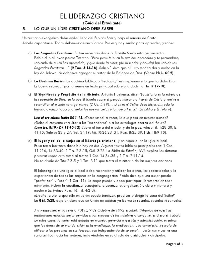 Guía para el Liderazgo Cristiano | PDF | Biblia | Iglesia Católica