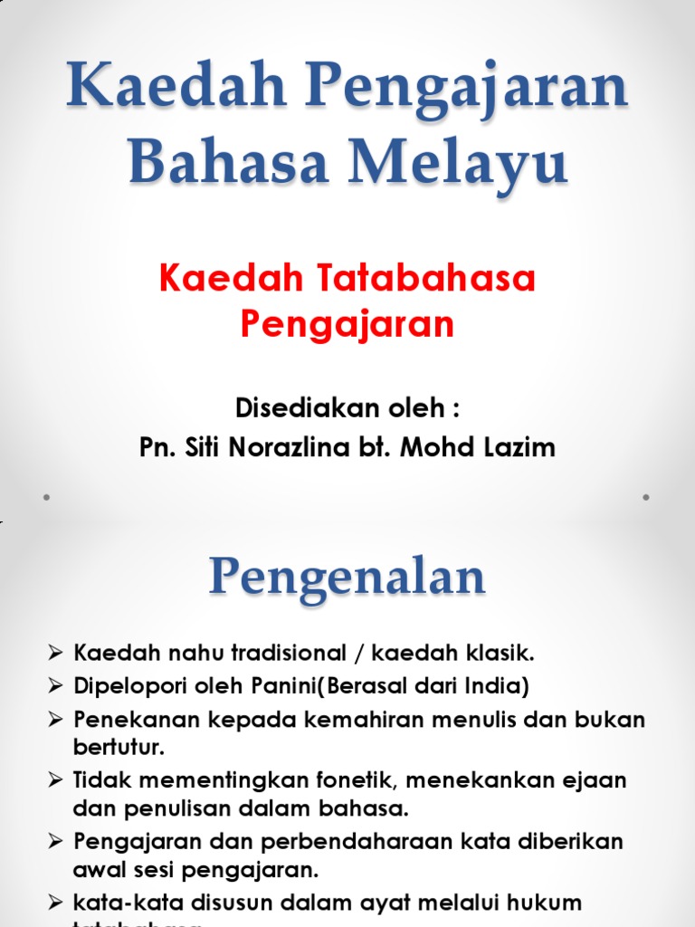 Kaedah Pengajaran Bahasa Melayu