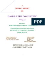 "Mobile Billing System": A Project Report ON