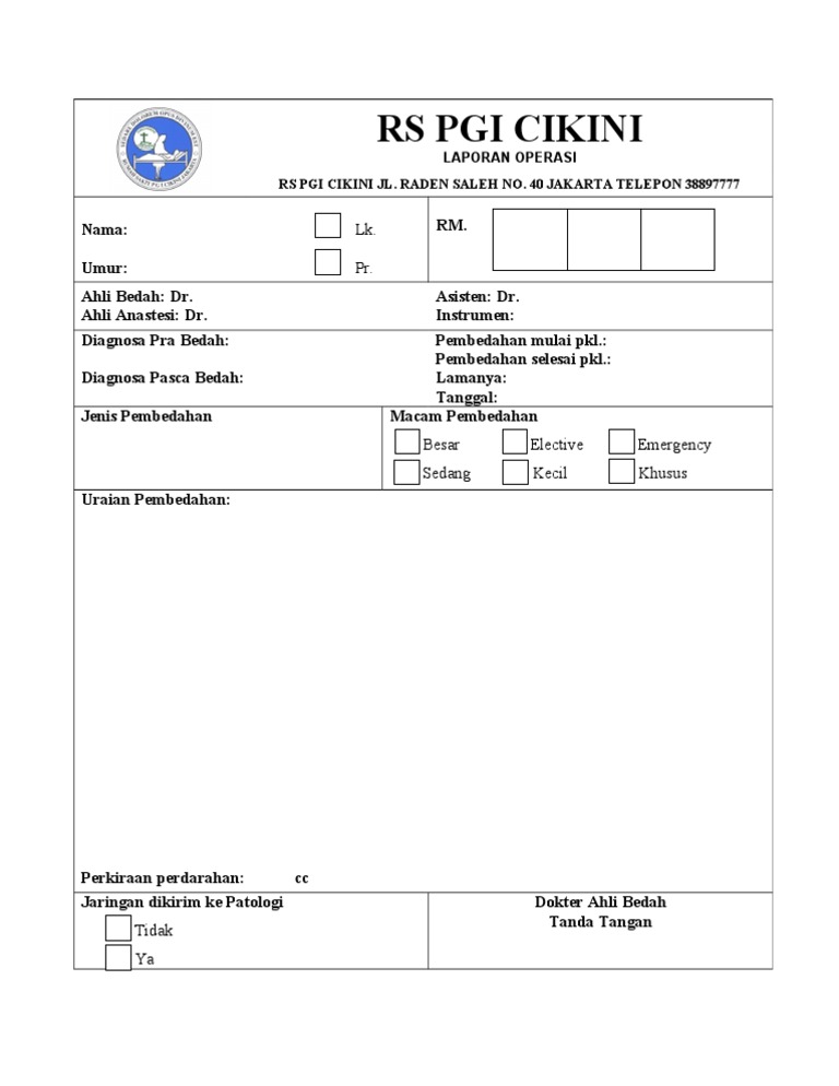 Form Laporan Operasi