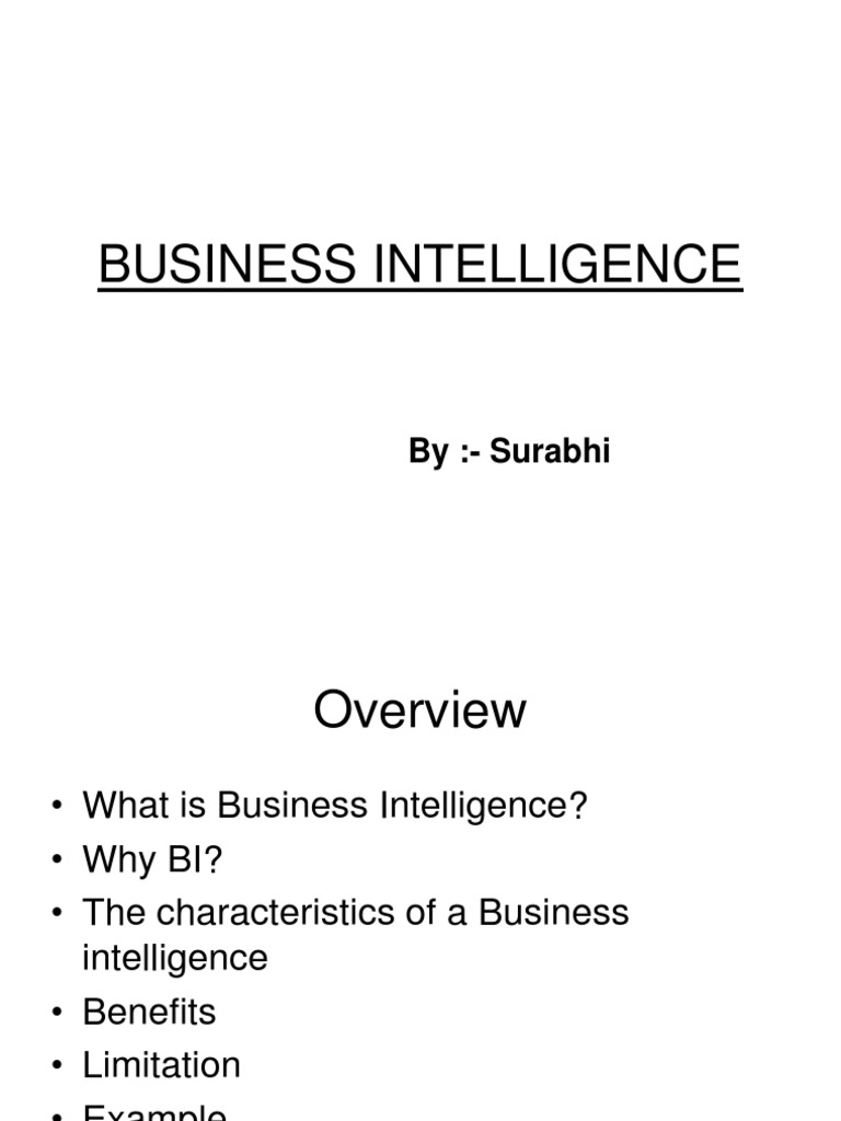 Business Intelligence Overview and Benefits | PDF | Business ...
