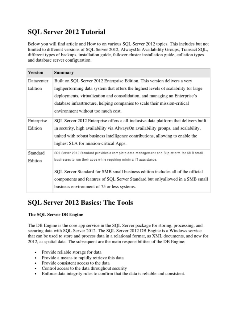 SQL Server 2012 | Download Free PDF | Microsoft Sql Server | Backup