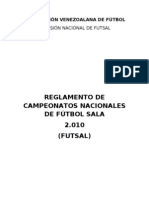 Reglamento Nacional de Futsal 2010