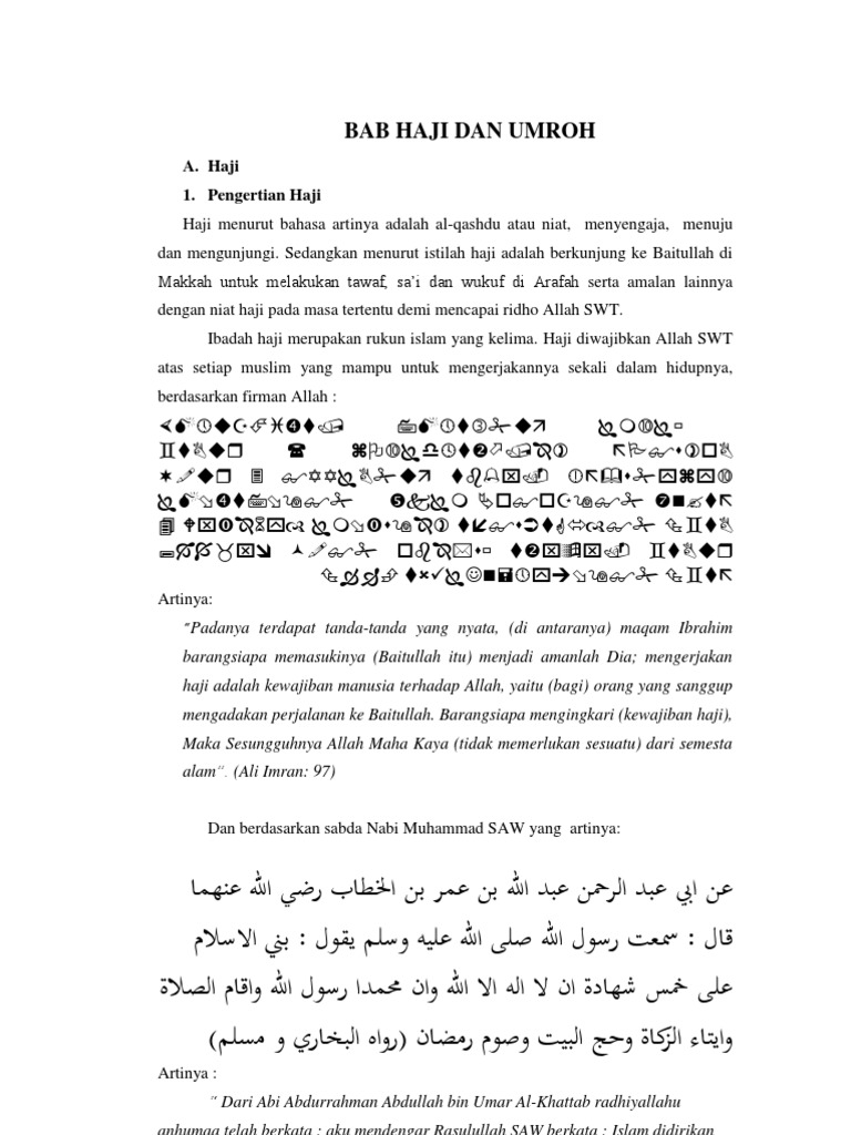 Bab Haji Dan Umroh A Haji 1 Pengertian Haji