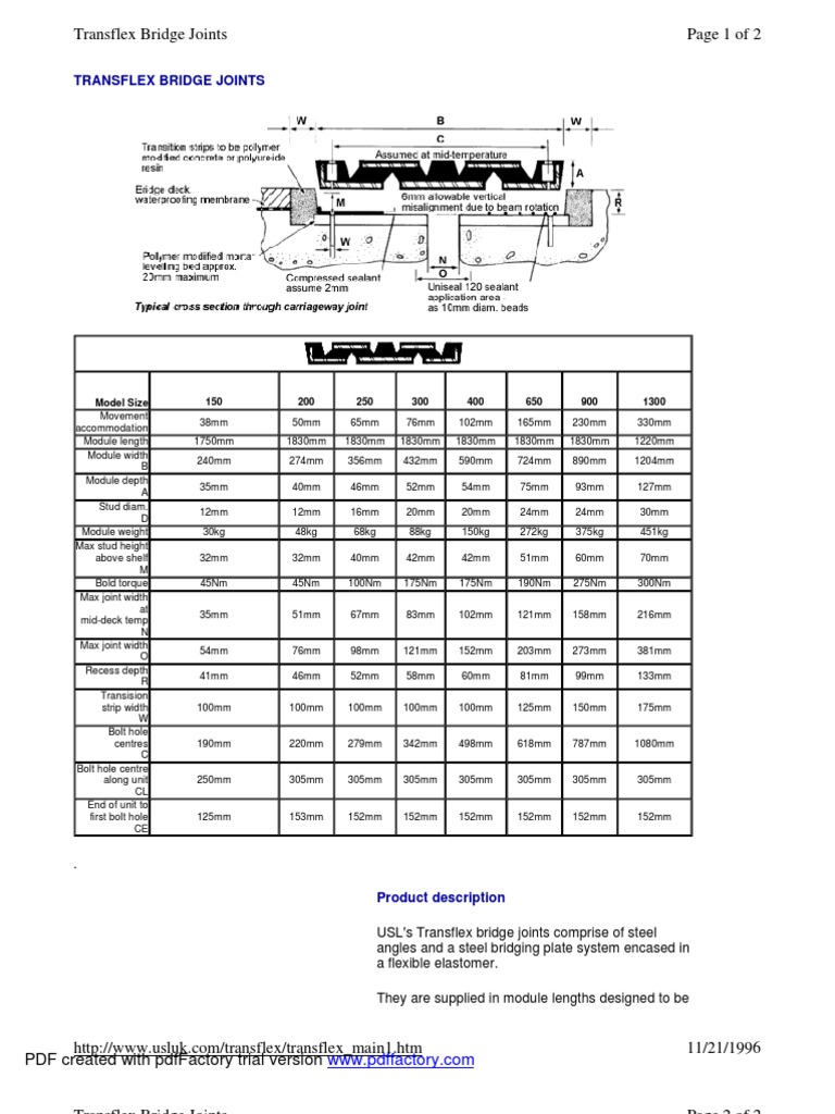 Page 1 of 2 Transflex Bridge Joints | PDF | Home & Garden
