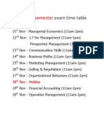 1st Semester Exam Time Table