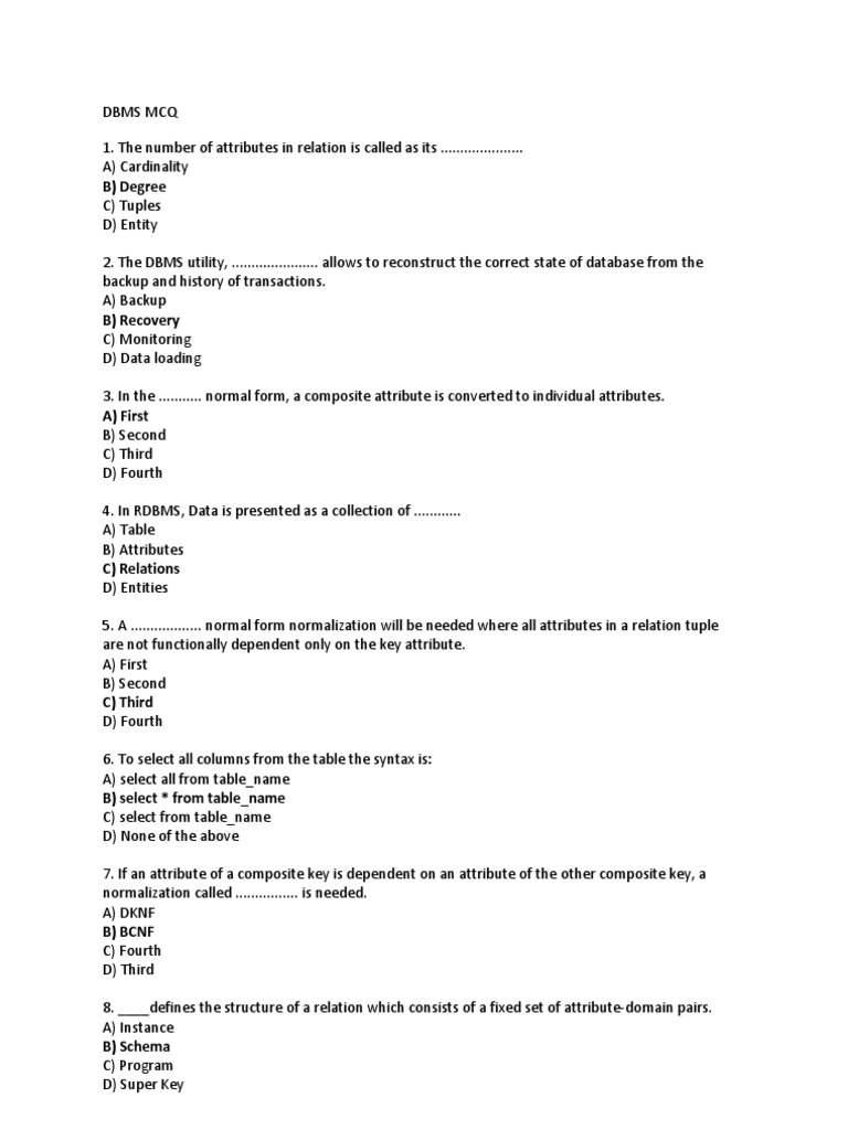 what is dbms mcq