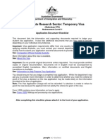 Postgraduate Research Sector: Temporary Visa: (Subclass 574) Assessment Level 1 Application Document Checklist