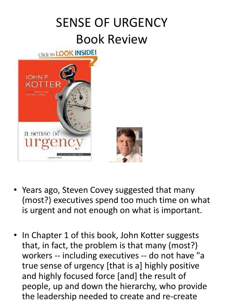 Sense of Urgency Book Review by TMY | PDF | Leadership | Risk