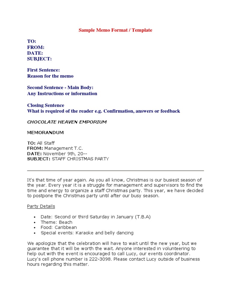 Sample Memo Format Secretary Résumé