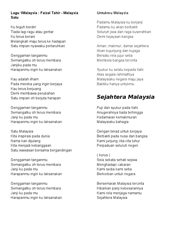 Lirik Lagu Negaraku Faizal