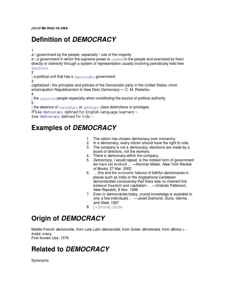 Democracy Examples For Kids