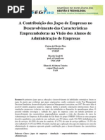 Contribuição dos Jogos de Empresa para empreendedorismo curso de administração