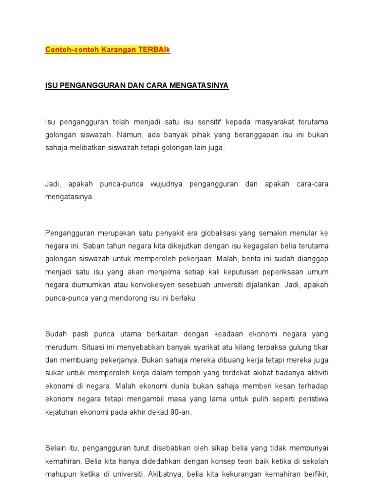 Contoh Karangan B.melayu (PMR - SPM)  PDF
