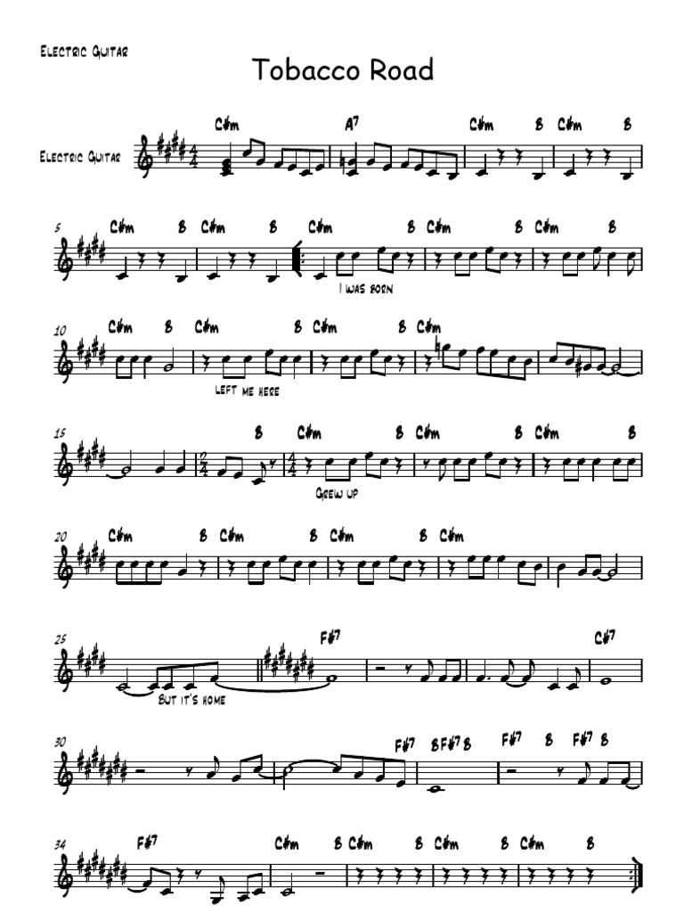 tobacco road guitar tab Lee Roth, David Play Official version of Tobacco