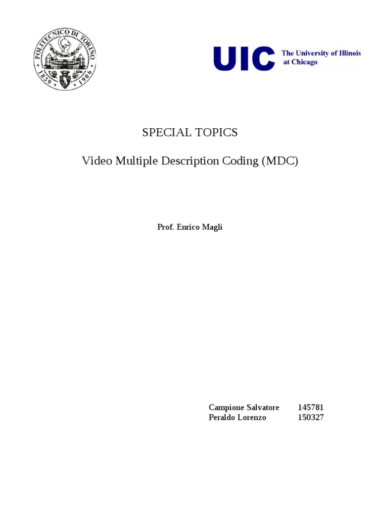 Video Multiple Description Coding Analysis | PDF | Bit Rate | Codec