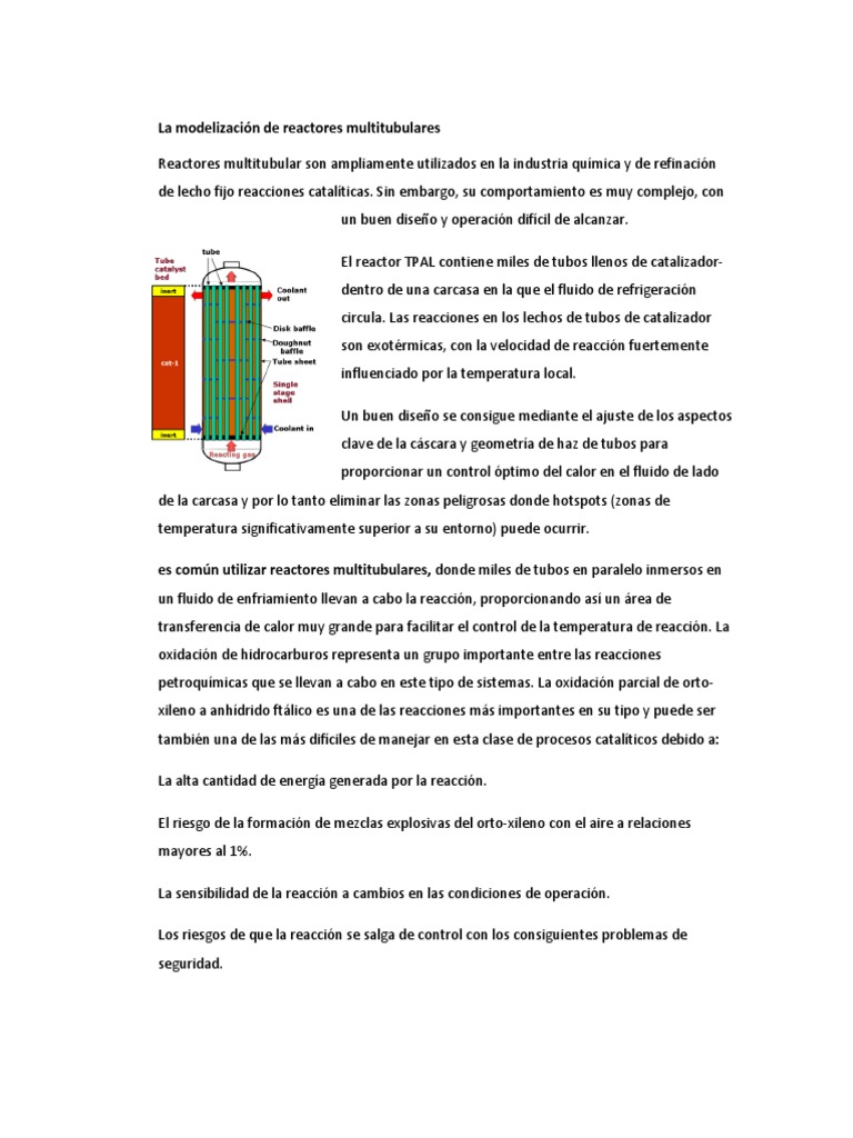 Modelización de Reactores Multitubulares | PDF | Catálisis | Reactor ...