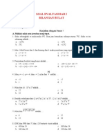 Soal Evaluasi Bab I Bilangan Bulat: Nama: Kelas: Mata Pelajaran: Kerjakan Dengan Benar !