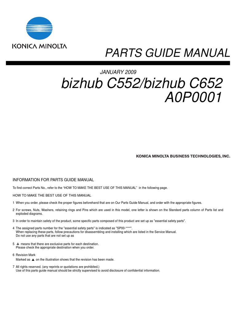 Parts Guide Manual Bizhub C552_bizhub C652 | Manufactured Goods | Computing  And Information Technology