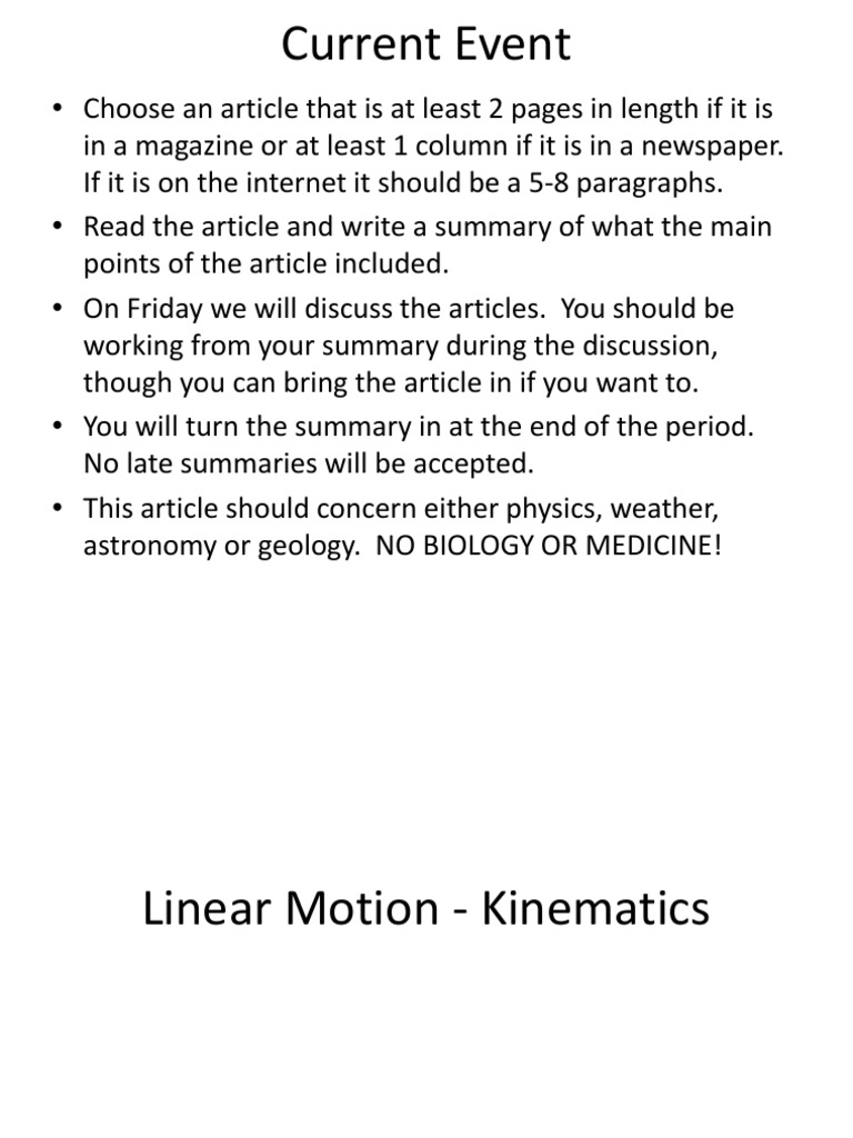 Linear Motion Kinematics PDF Acceleration Speed