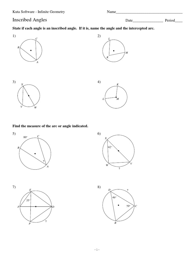 11 Inscribed Angles Pdf Angle Rotation