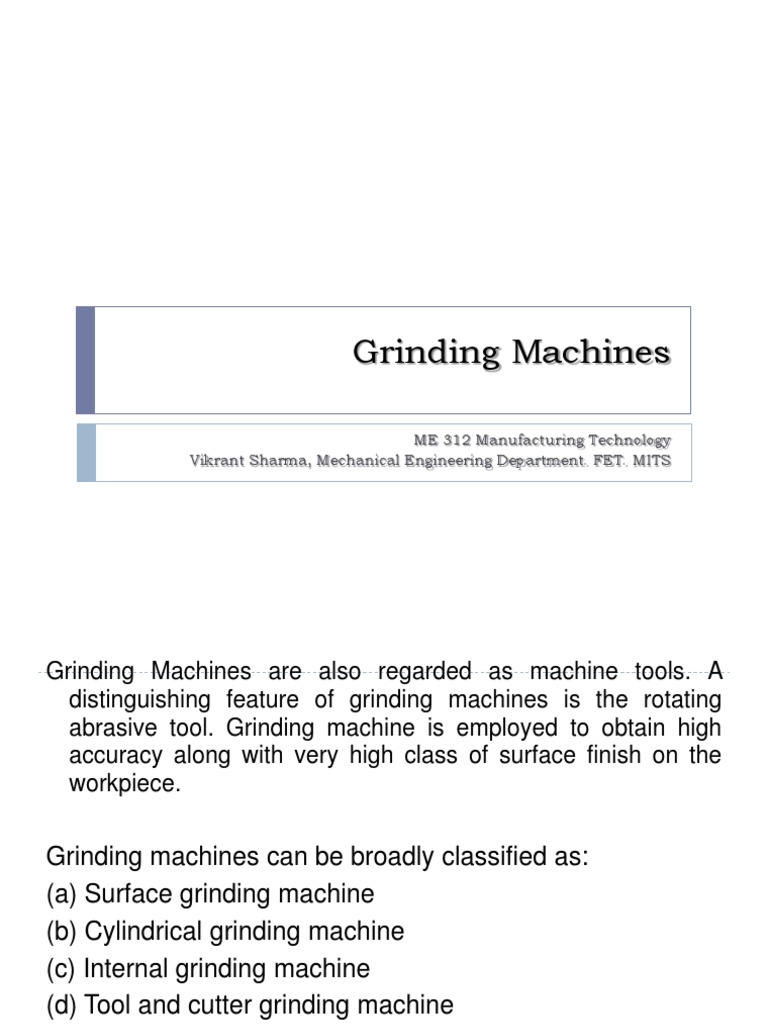 Grinding Machines Overview and Types | PDF | Grinding (Abrasive Cutting ...