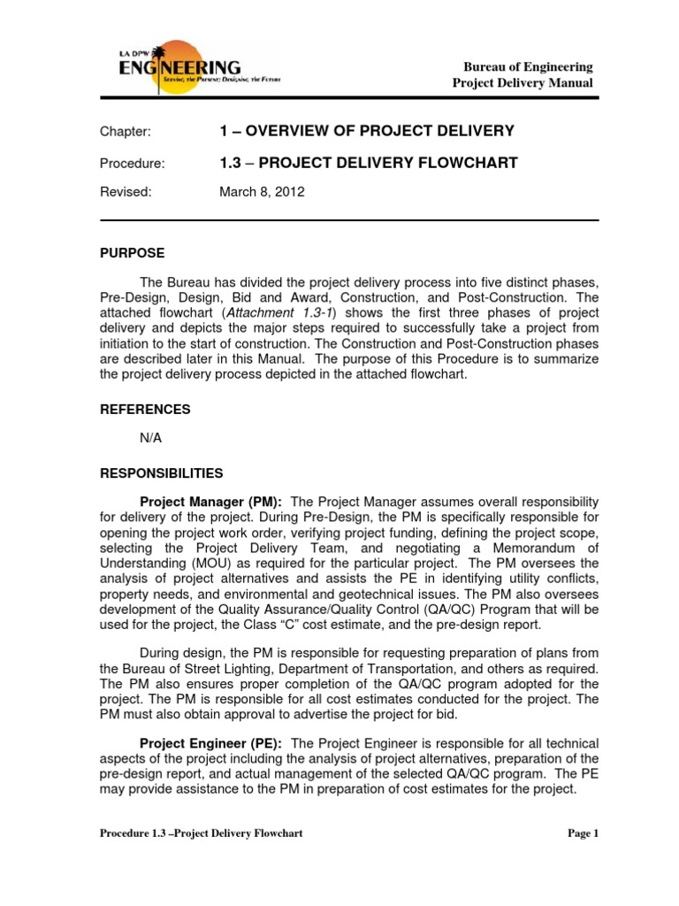 1.3 Project Delivery Flowchart | PDF | Quality Assurance | Project Manager