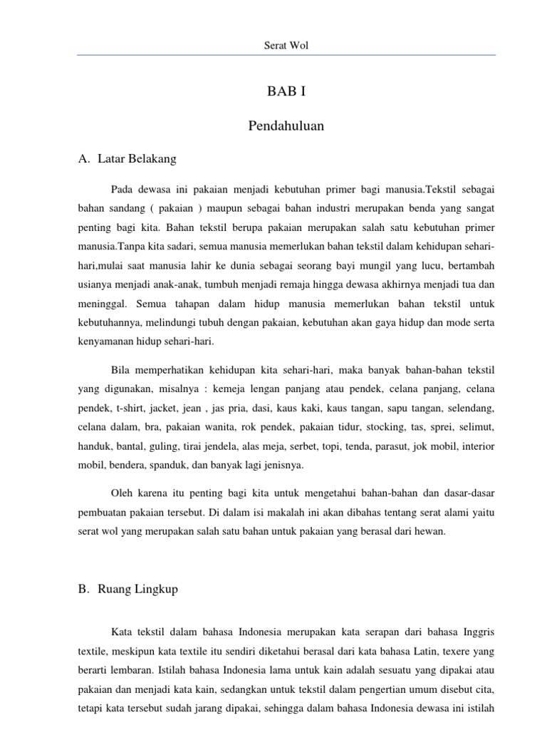 Makalah Serat Wol Jadi