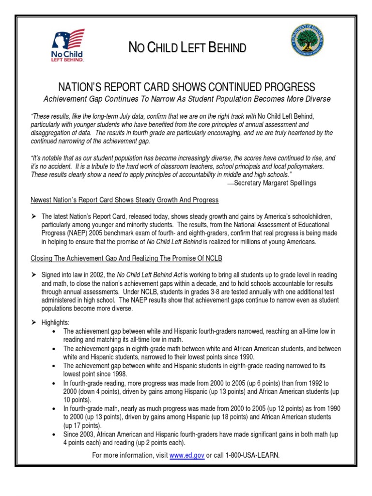 NCLB Progress: Achievement Gap Narrows | PDF
