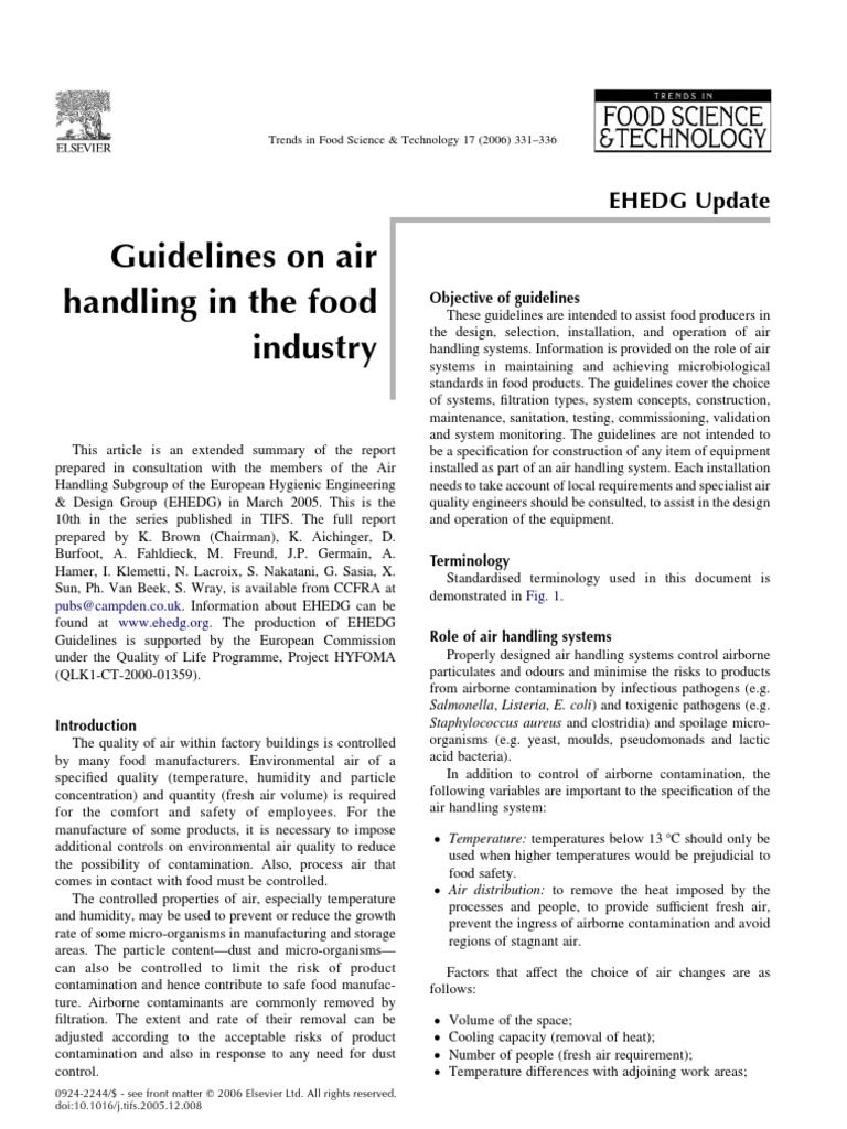 Air Handling Guidelines for Food Safety | PDF | Duct (Flow) | Hygiene