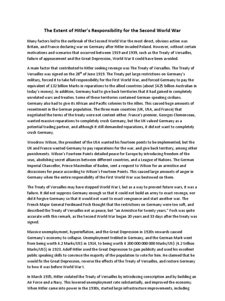Hitler's Responsibility For The Second World War | PDF | Treaty Of ...