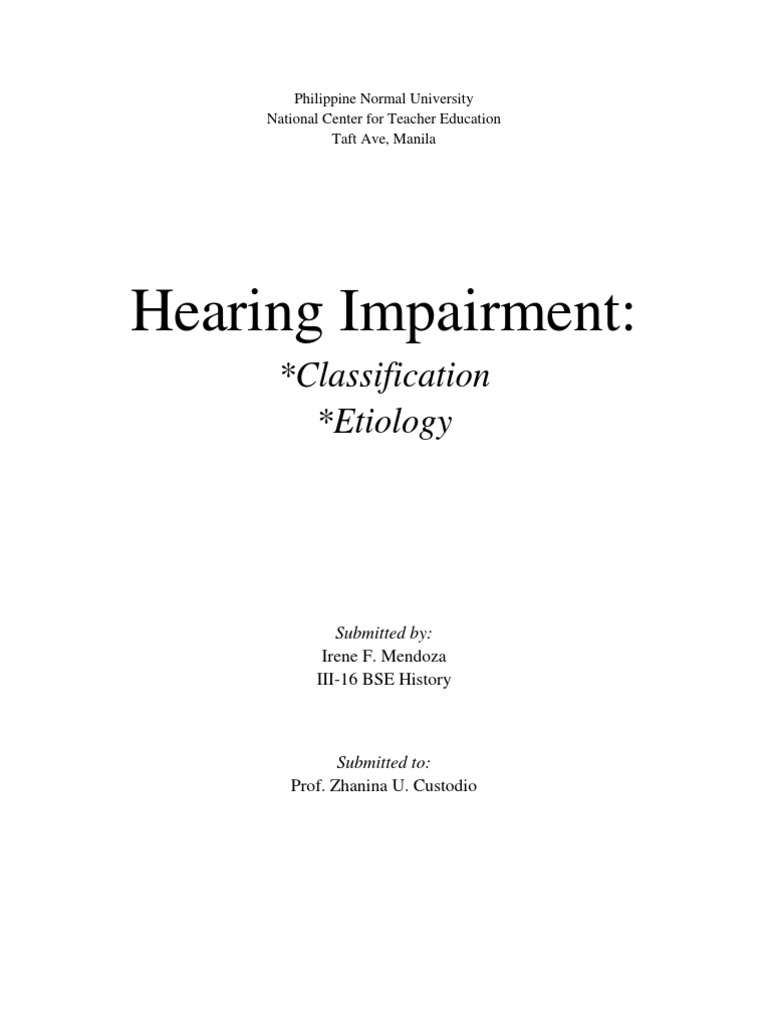 Hearing Impairment Pdf Hearing Loss Ear