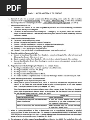 Nature and Form of the Contract of Sale