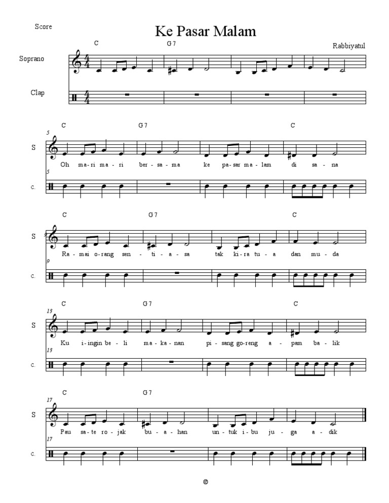 SKOR PERKUSI BADAN-lagu Ke Pasar Malam | PDF