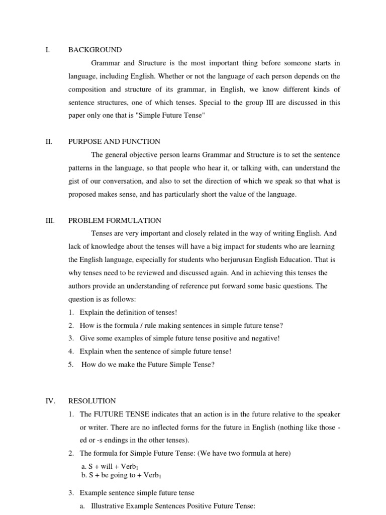 Simple Future Tense Verb Grammatical Tense