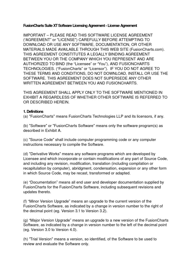 FusionCharts Suite XT Software Licensing Agreement - Evaluation | PDF ...