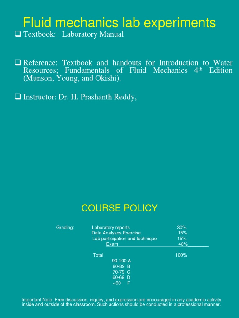 Fluid Mechanics Lab Experiments Guide | PDF | Pump | Classical Mechanics