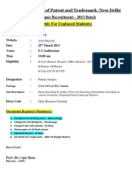 Indian Institute of Patent and Trademark - New Delhi Campus Recruitment - 2013 Batch (Only For Unplaced Students)