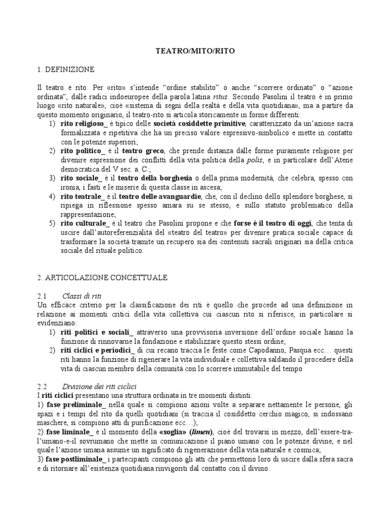 Teatro, Mito, Rito | PDF