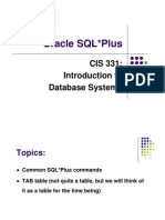 Oracle SQL Plus: CIS 331: Introduction To Database Systems
